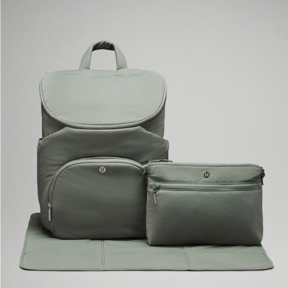Lululemon New Parent Backpack w/ Crossbody & changing Mat  Grey Eucalyptus